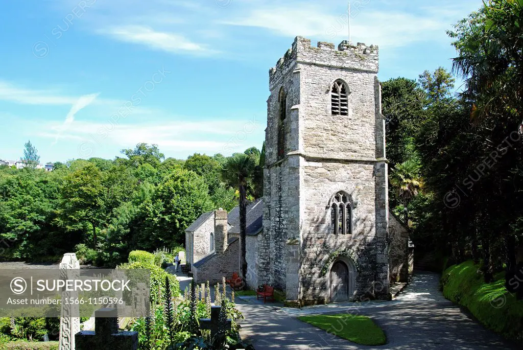 the famous old church at st just in roseland, cornwall, england, uk