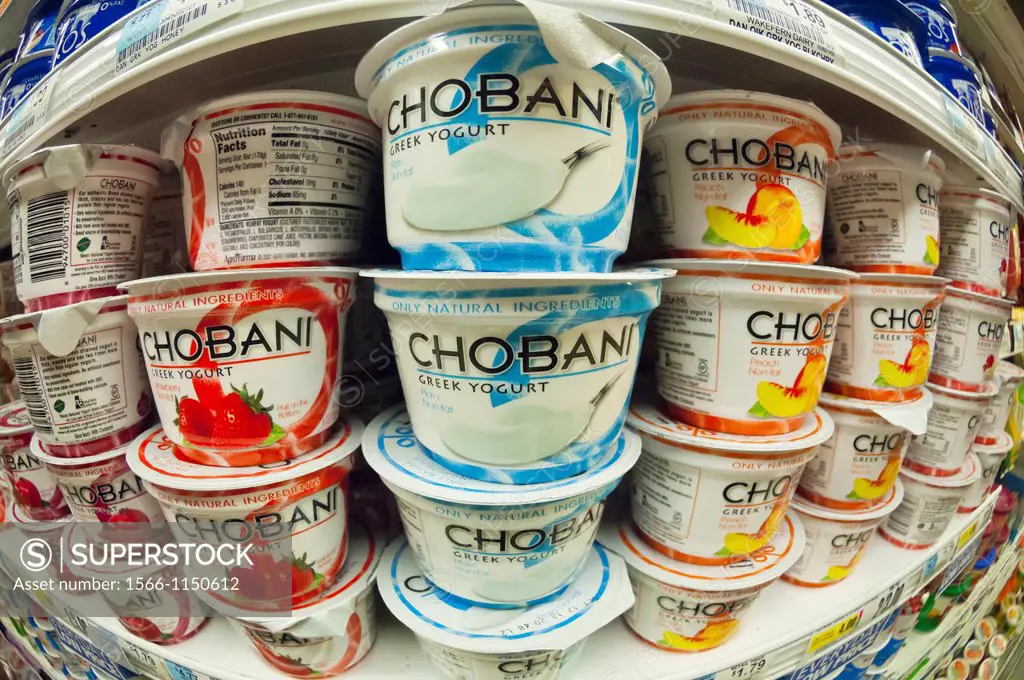 Chobani greek-style yogurt in a supermarket in New York Upstate New York has become a hotbed of Greek style yogurt production with several companies o...