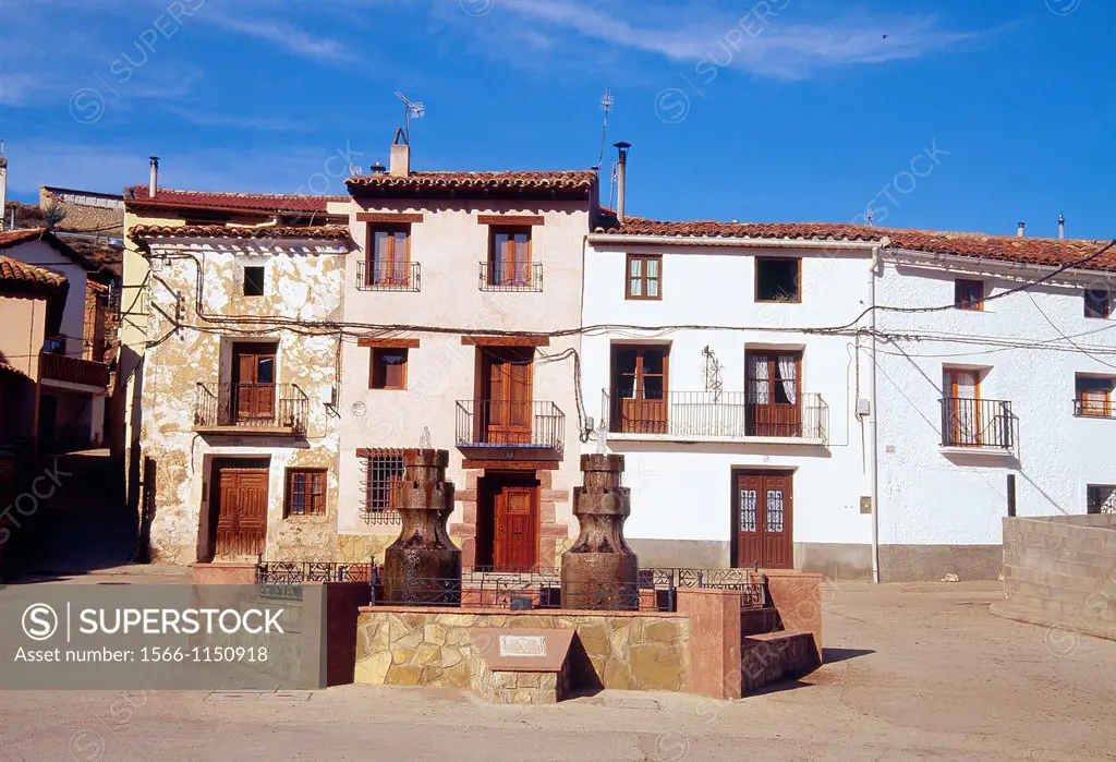 Main Square. Tramacastilla, Teruel province, Aragon, Spain.