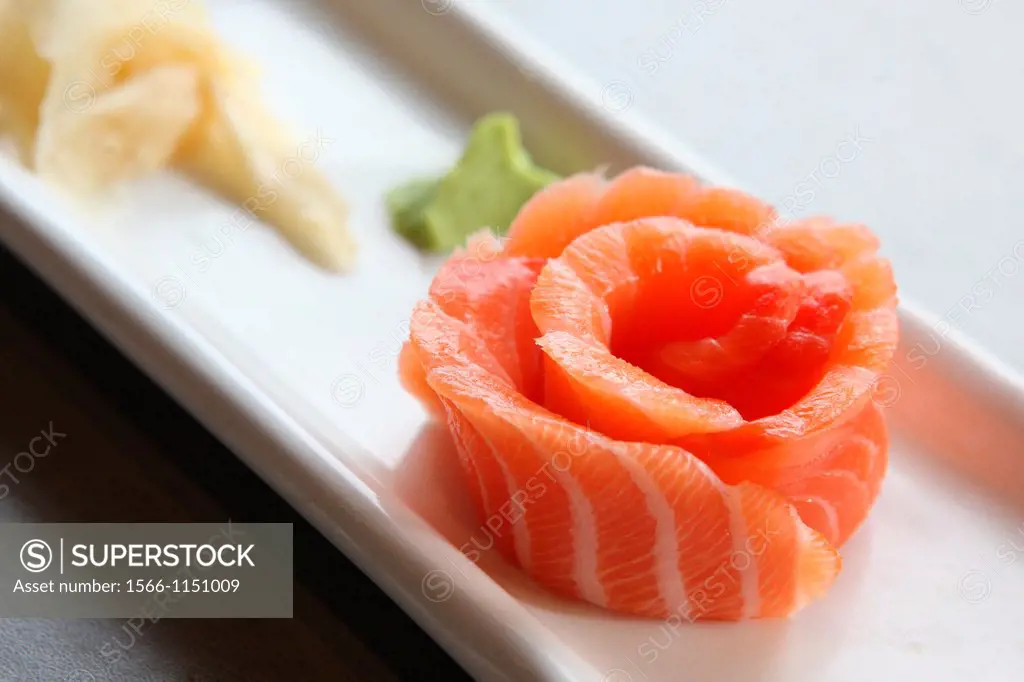 Raw salmon rose Sashimi