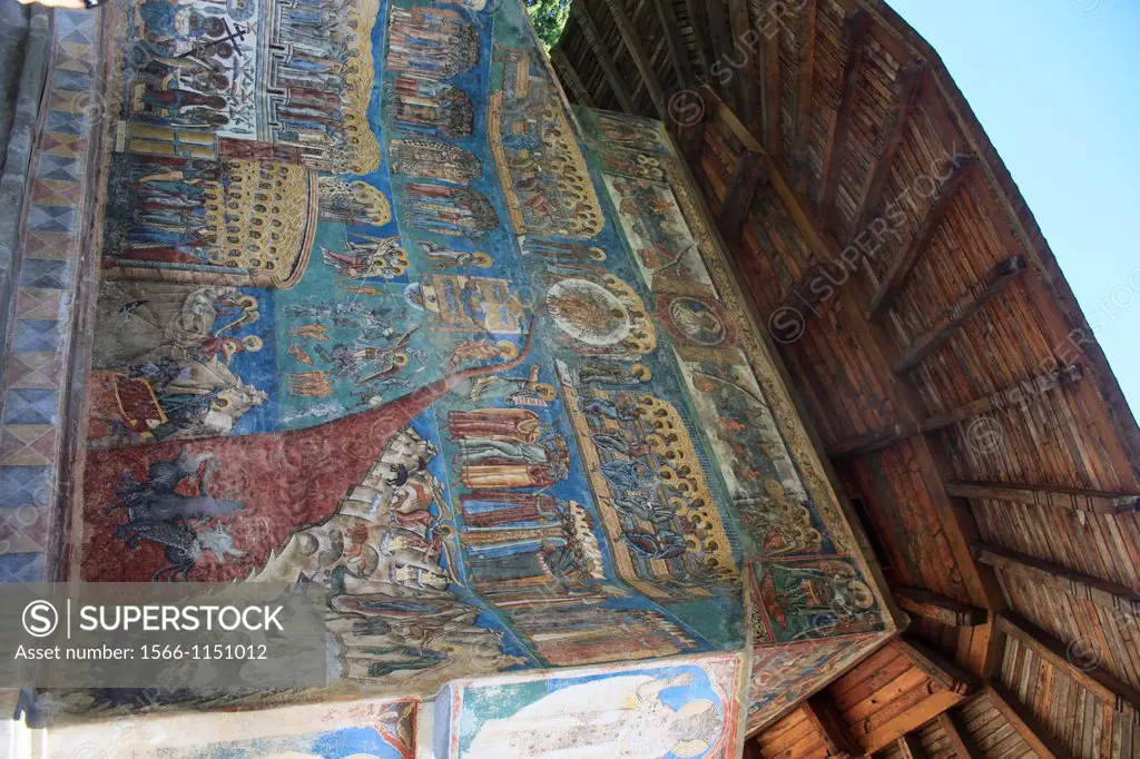 Sucevita Monastery, Bucovina, UNESCO World Heritage Site, Romania, Religious painting on the walls