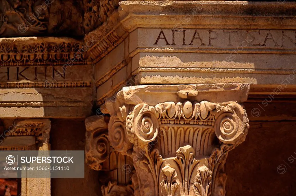 Turkey-Ephesus- detail mof the Library of Celsus   Ephesus  Ancient Greek fes, Ephesos, Turkish Efes was an ancient Greek city, and later a major Roma...