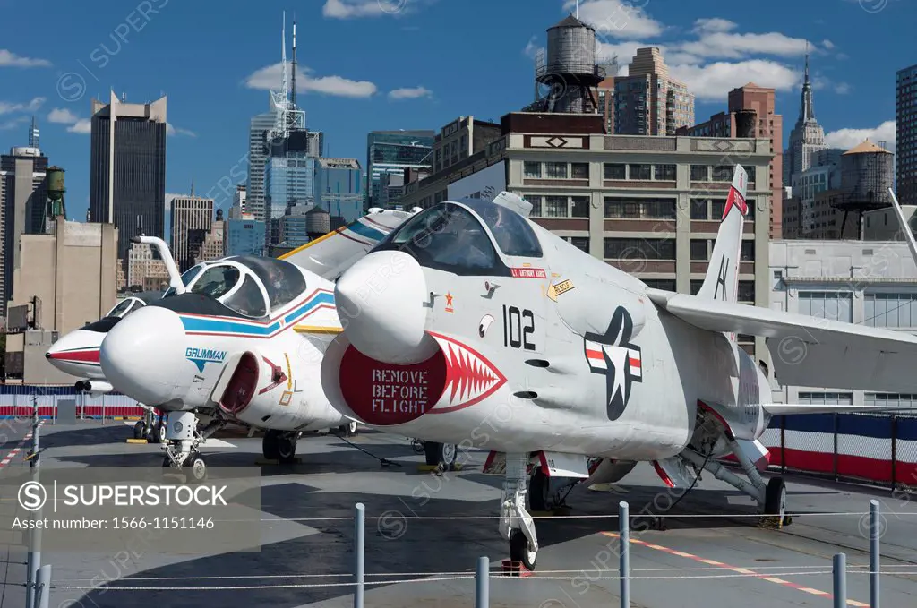 Fighter Airplanes On Flight Deck Of Intrepid Sea Air And Space Museum Manhattan New York City USA