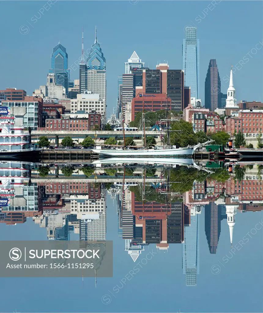 Downtown Skyline Delaware River philadelphia Pennsylvania USA