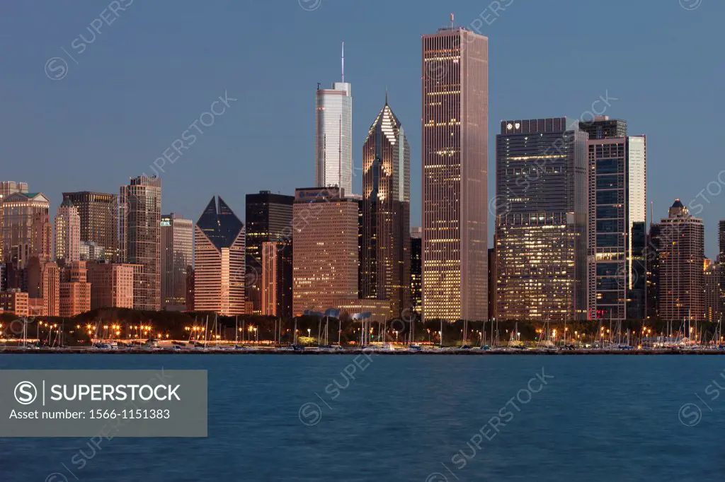 Lake Shore Skyline Downtown Chicago Illinois USA
