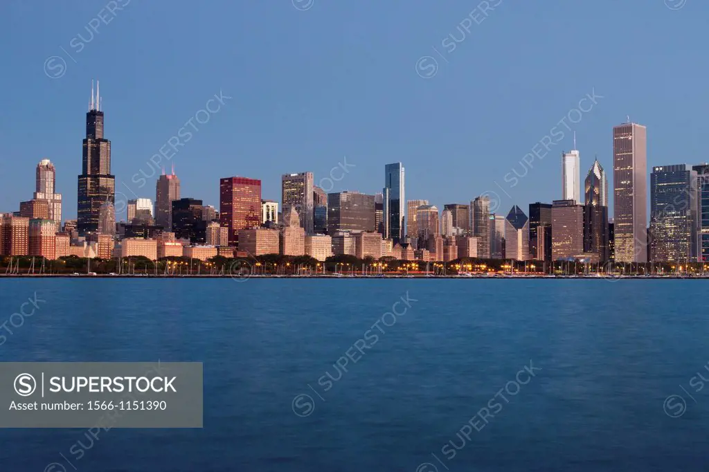 Lake Shore Skyline Downtown Chicago Illinois USA