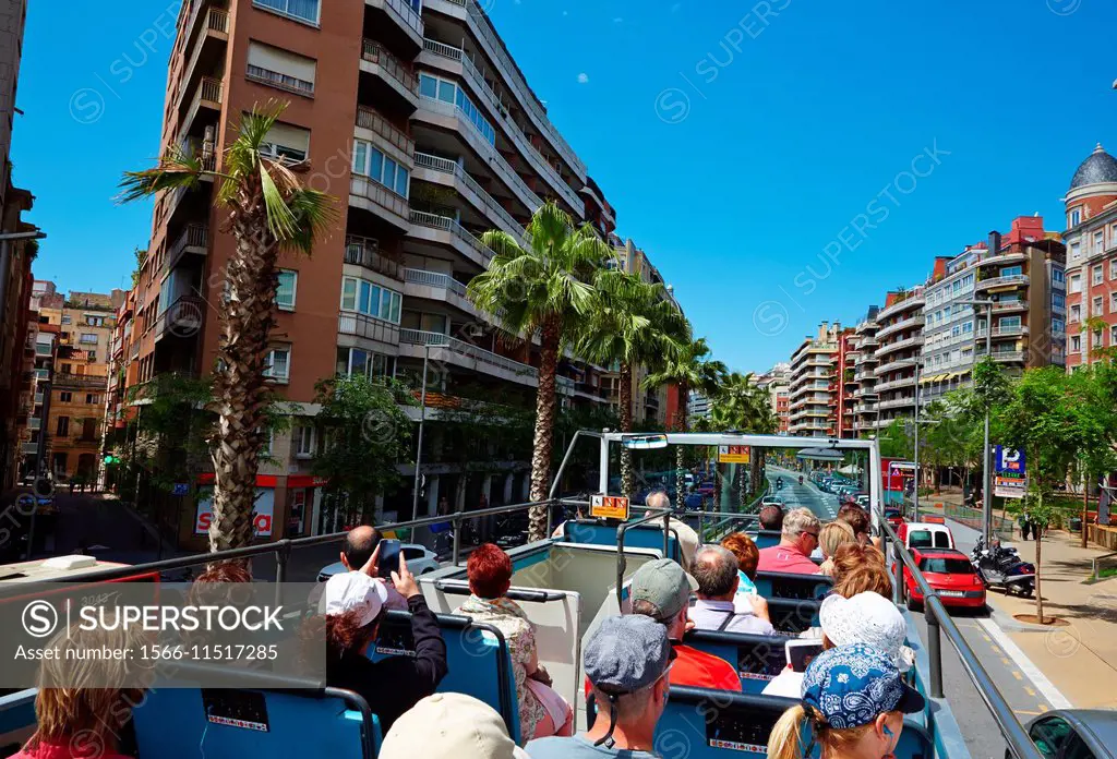 Tourist Bus. Ronda General Mitre. Barcelona. Catalonia. Spain.