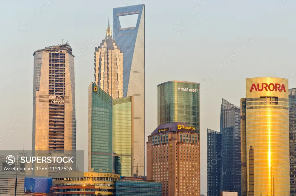 View of Pudong Business District Skyline from the ´Bund´ or ´Wai Tan´, Shanghai, China, Asia.