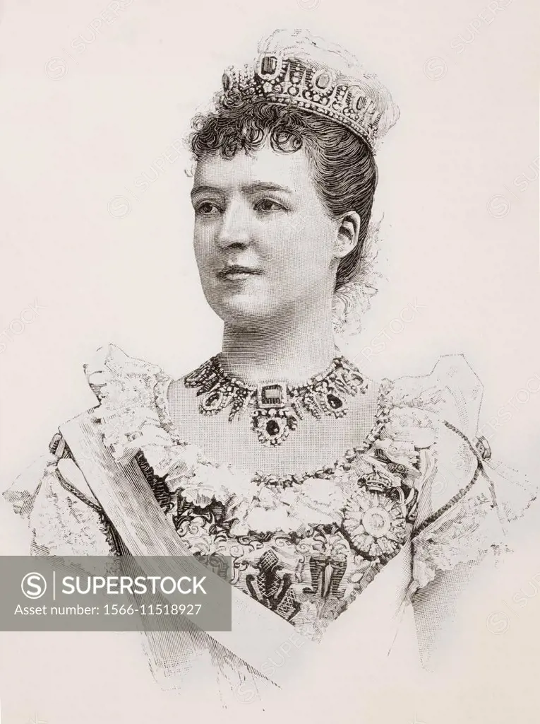 Princess Amélie of Orléans, 1865 - 1951. Last Queen consort of Portugal and the Algarves as the wife of Carlos I. From La Ilustracion Española y Ameri...