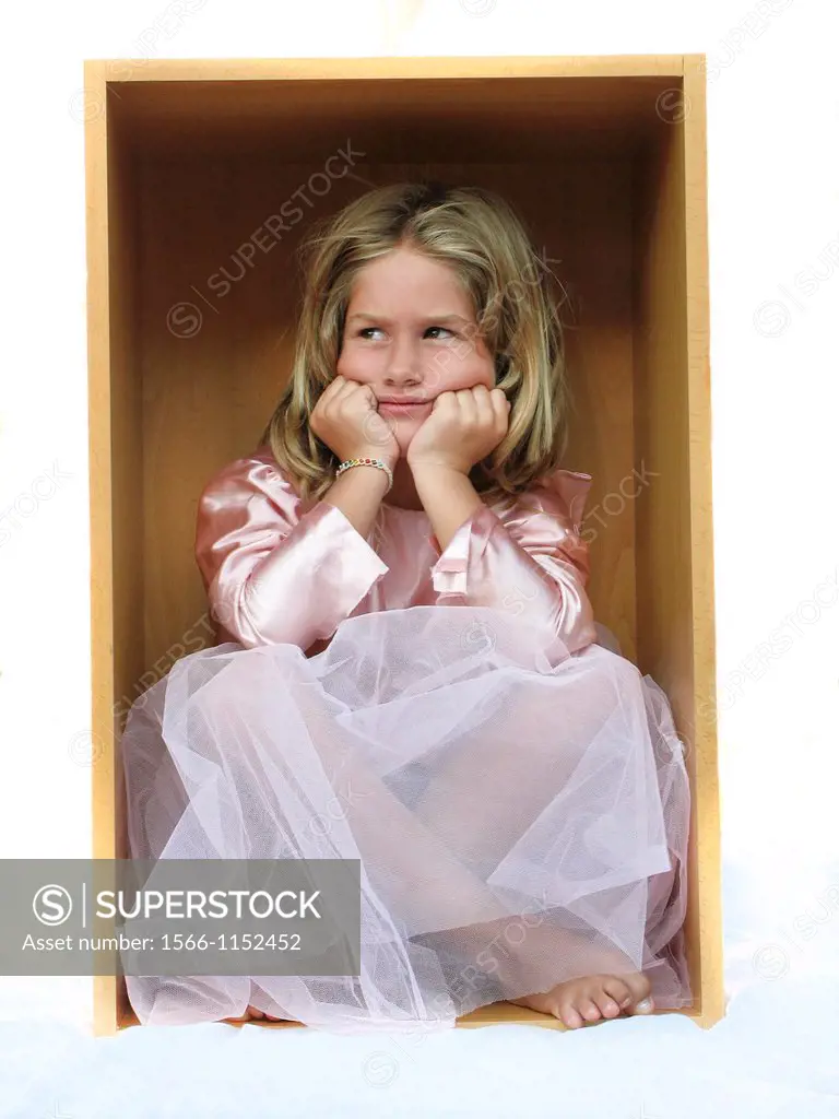 Girl dressed in box