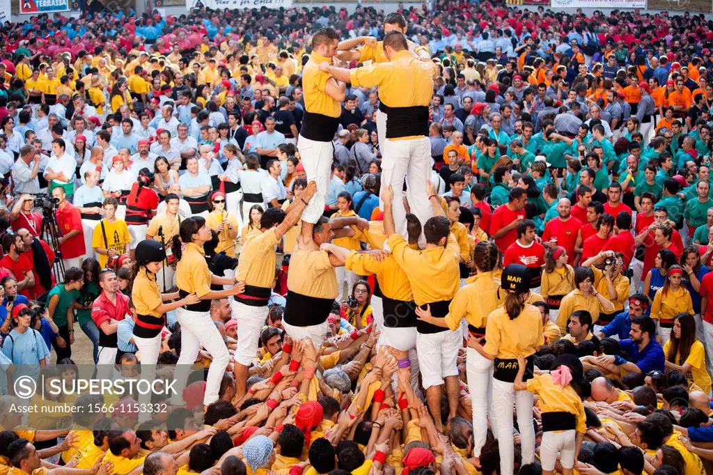 ´Tarragona, Spain, october 6 and 7 2012  Contest XXIV Castellers human towers  The castellers are UNESCO World Heritage ´