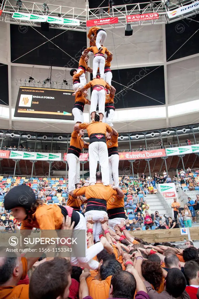 ´Tarragona, Spain, october 6 and 7 2012  Contest XXIV Castellers human towers  The castellers are UNESCO World Heritage ´