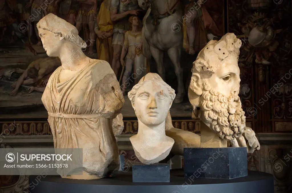 Statues from National Archaeological Museum of Athens, exposed to the Capitoline Museums, Rome, Italy