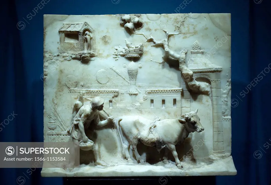 Landscape Relief of Rome Surroundings, from the Glyptothec of München, exposed to the Capitoline Museums  Rome, Italy  Parian Marble  Glyptothec, Münc...