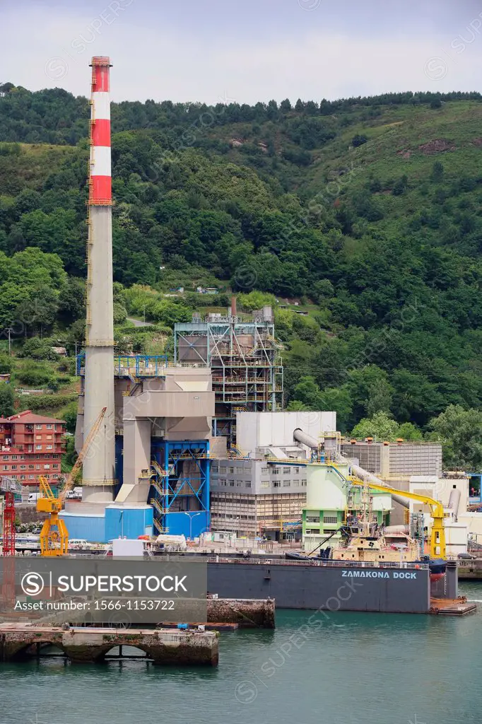 Thermal power plant, Pasajes Port, Gipuzkoa, Basque Country, Spain