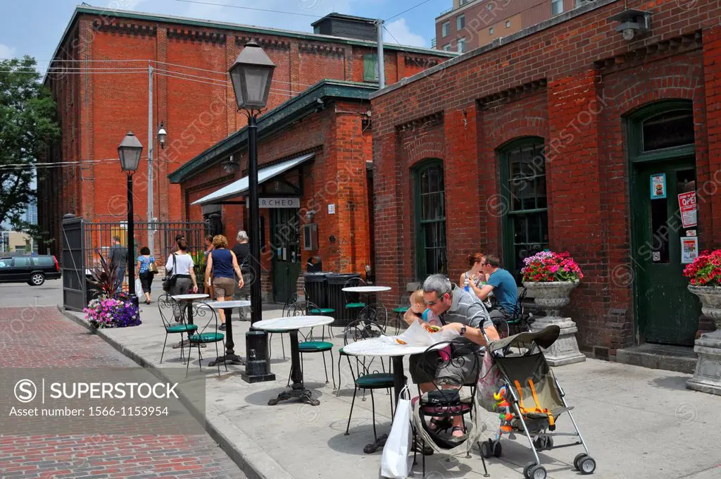 The Historic Distillery District and St Lawrence shopping Market on Market Street Toronto Ontario Canada