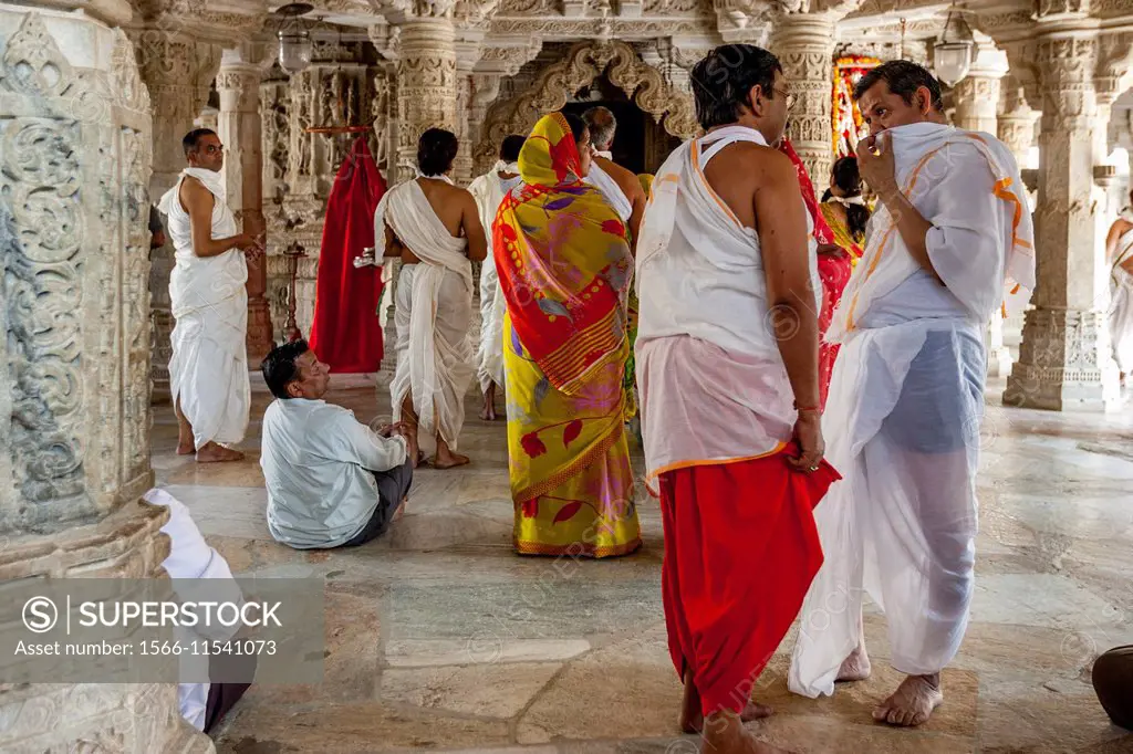 Jain Worshippers, Ranakpur Jain Temple, Rajasthan, India.