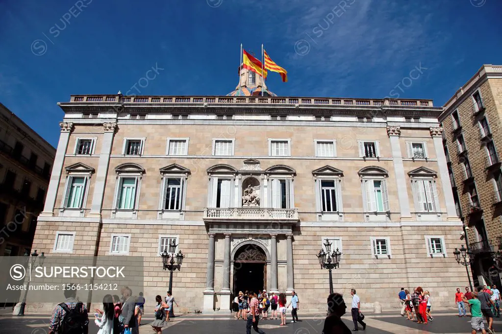 Facade of the Palace of the Generalitat de Catalunya, Barcelona, Spain, Europe