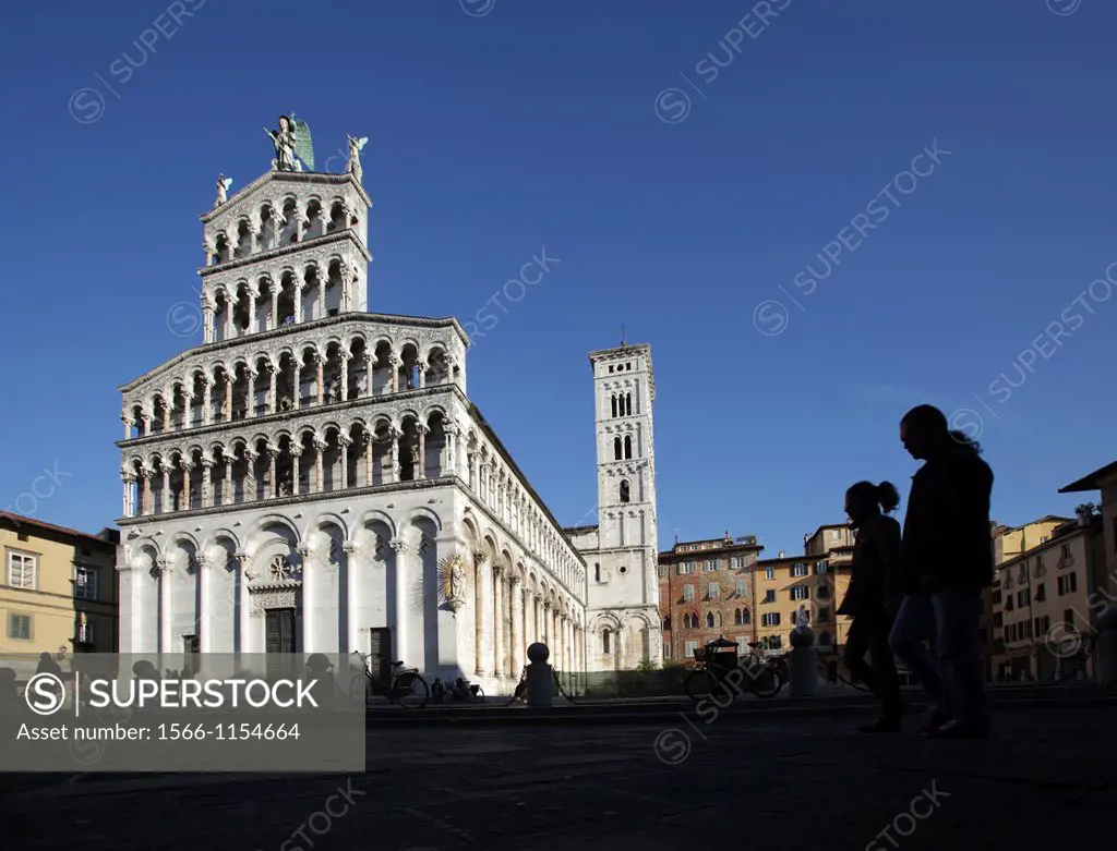 The facade of Church of San Michele in Foro, Lucca, Italy
