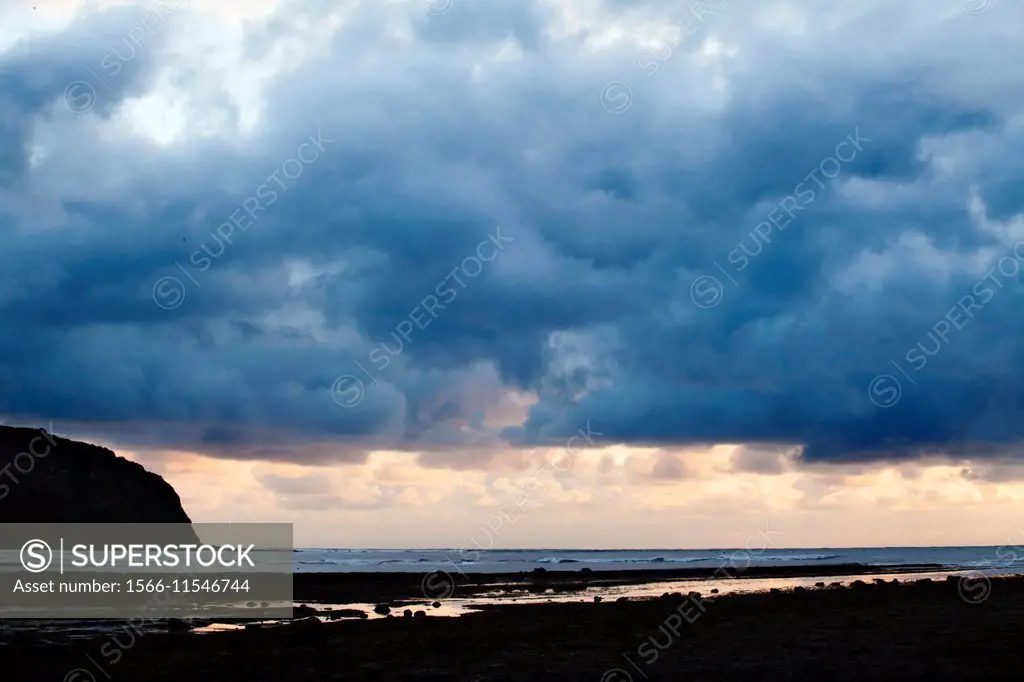 Gathering Clouds at Dawn Robin Hoods Bay Yorkshire Coast England.
