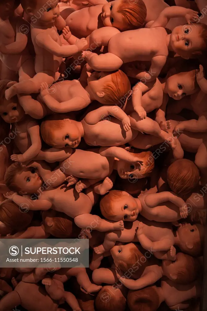 Pile with dolls.