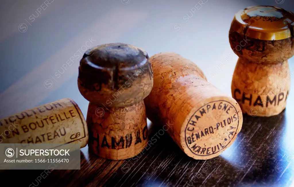 Champagne bottles corks, France