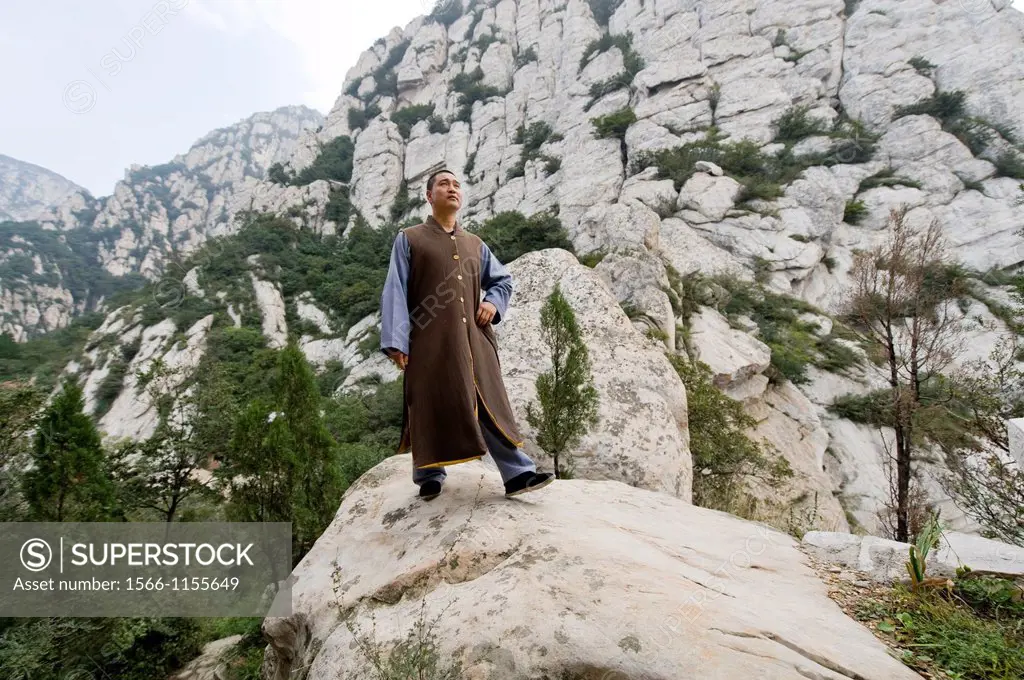Shaolin Monk Shi De Jian and the San Huang Zhai Monastery on the Song Mountain, China