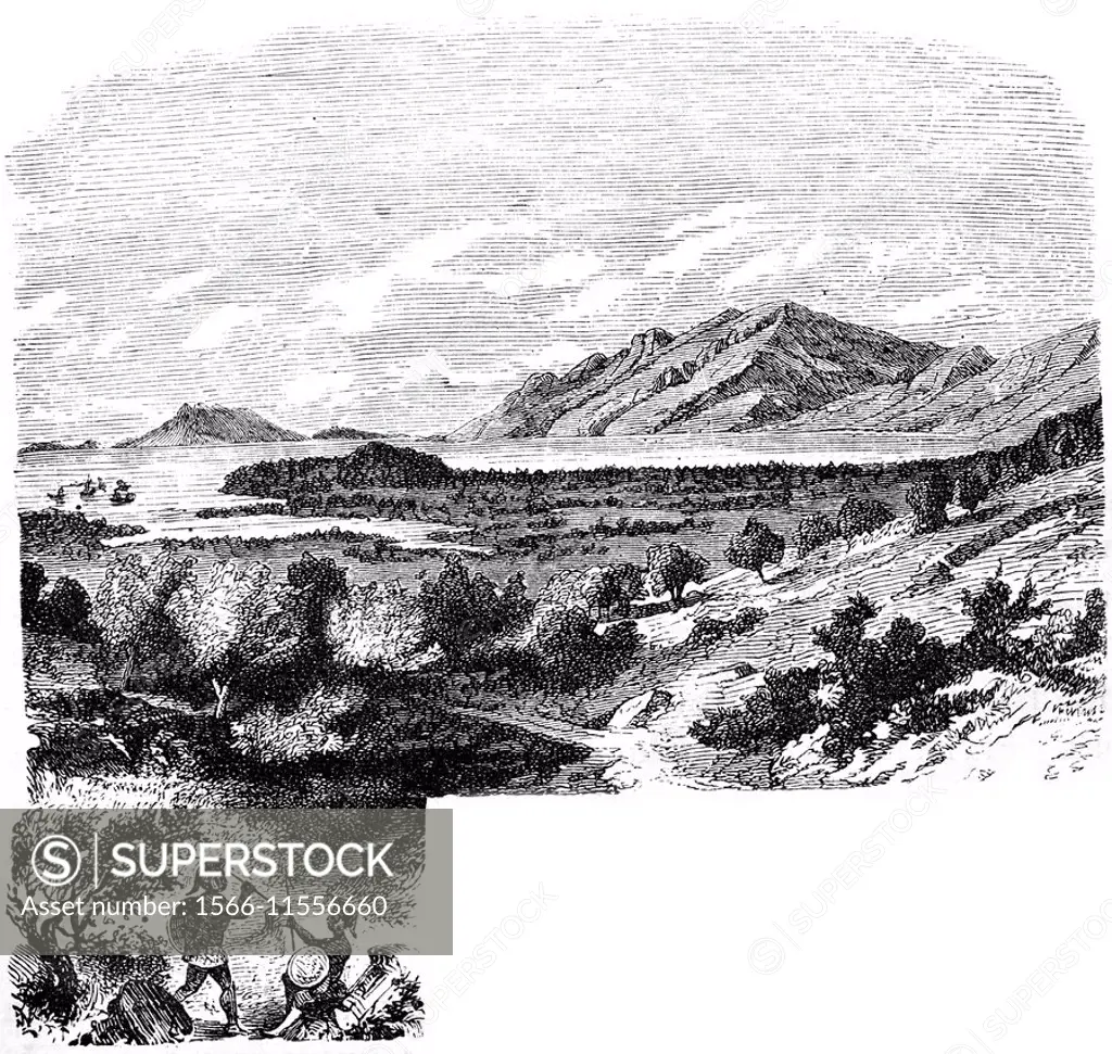 Ancient Greek landscape, illustration from book dated 1878.