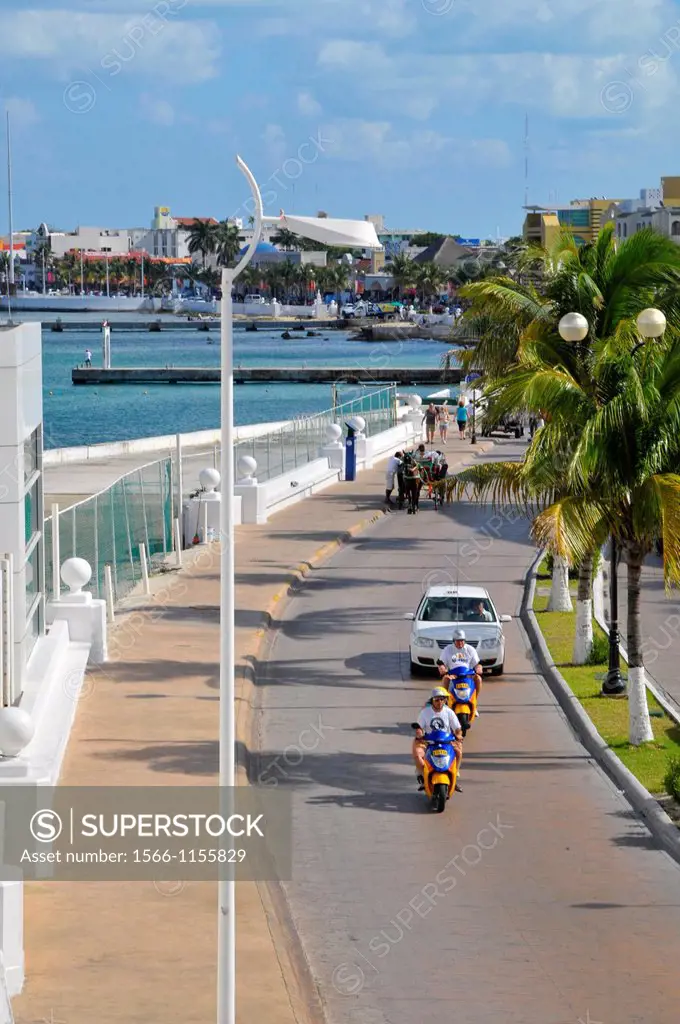 Traffic along Frontage Street Cozumel Mexico