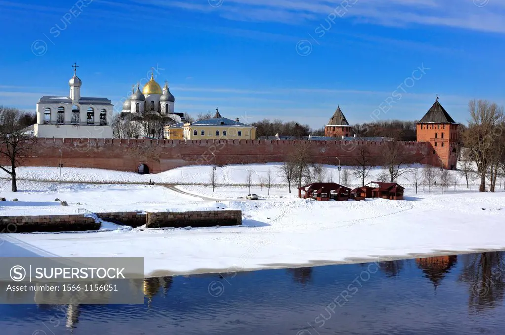 Novgorod Kremlin and river Volkhov, Veliky Novgorod, Novgorod region, Russia