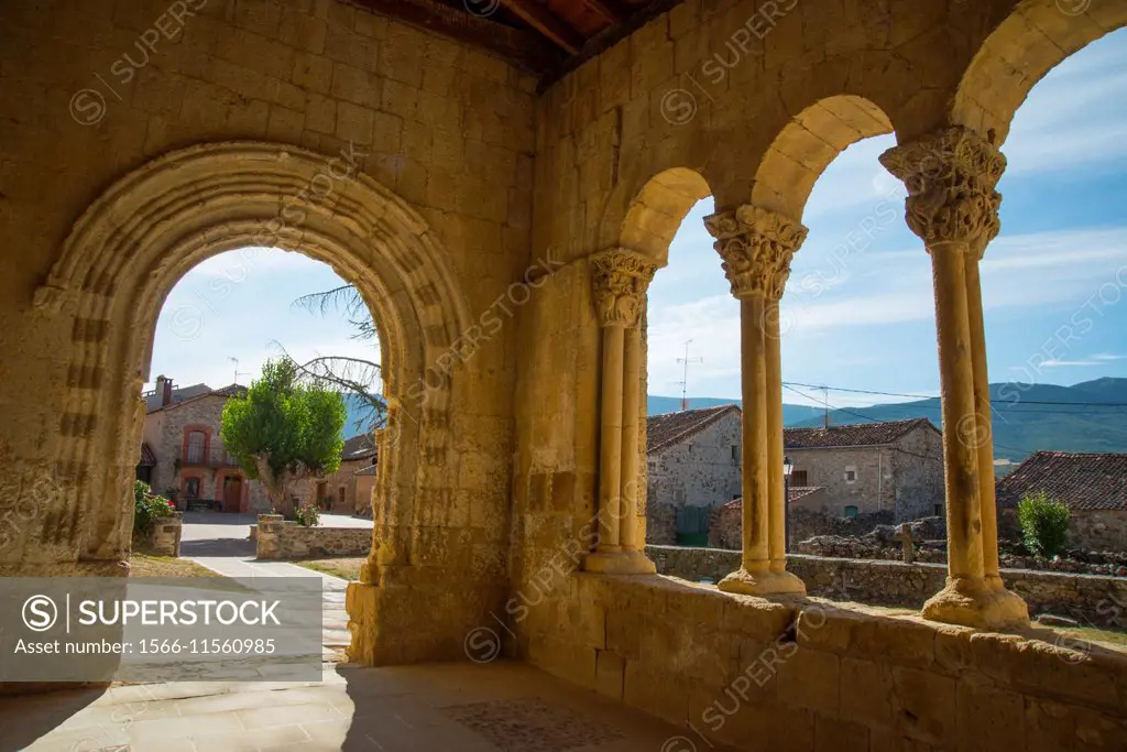 View of the village from the Romanesque church. Sotosalbos, Segovia province, Castilla Leon, Spain.