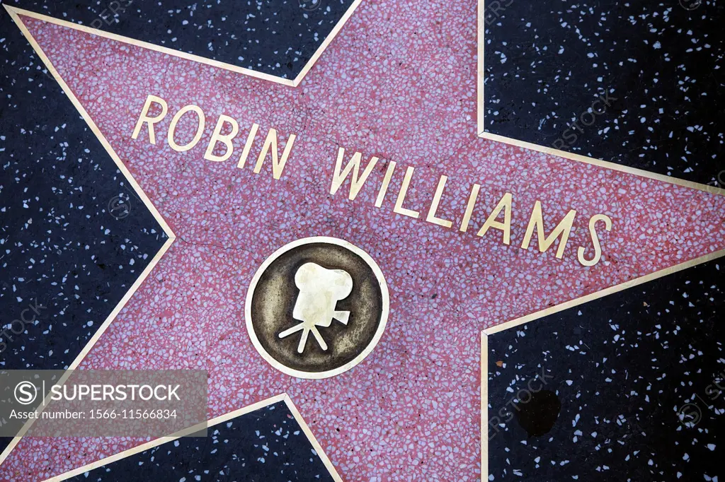 Robin Williams Star on the Walk of Fame, Hollywood Blvd., Hollywood, California, USA.