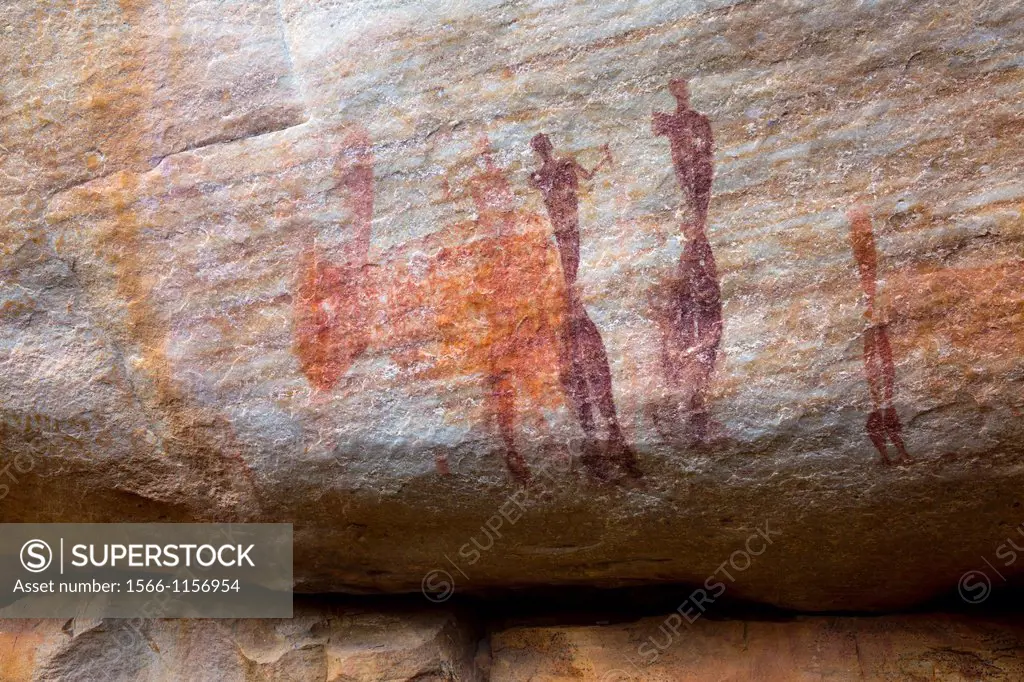 Human figures, Sevilla Bushman Rock Art Trail, Clanwilliam, Cederberg Mountains, Western Cape province, South Africa, Africa