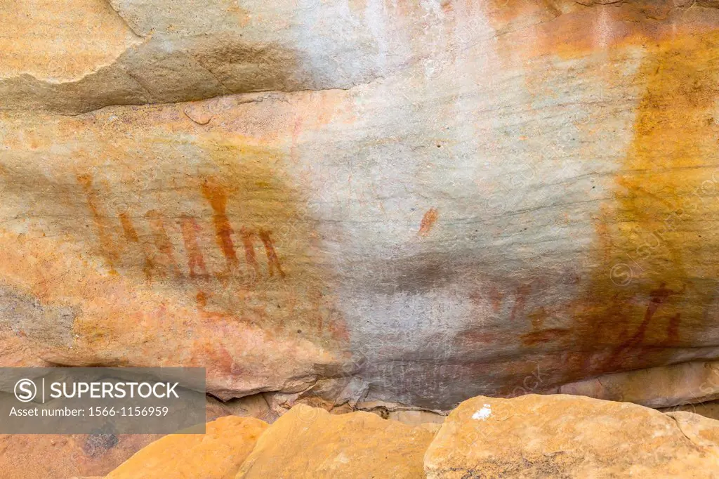 Human figures, Sevilla Bushman Rock Art Trail, Clanwilliam, Cederberg Mountains, Western Cape province, South Africa, Africa