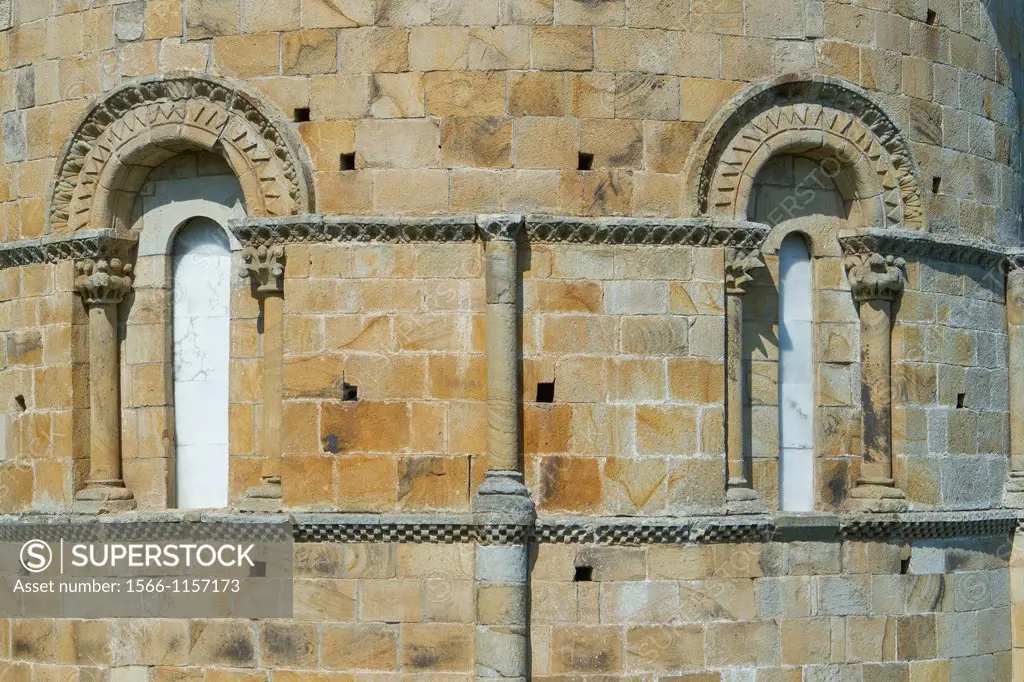 Detail of Santa Cruz collegiate, in Socobio, Castañeda  It is considered as one of the most important romanesque churches of Cantabria and declarated ...