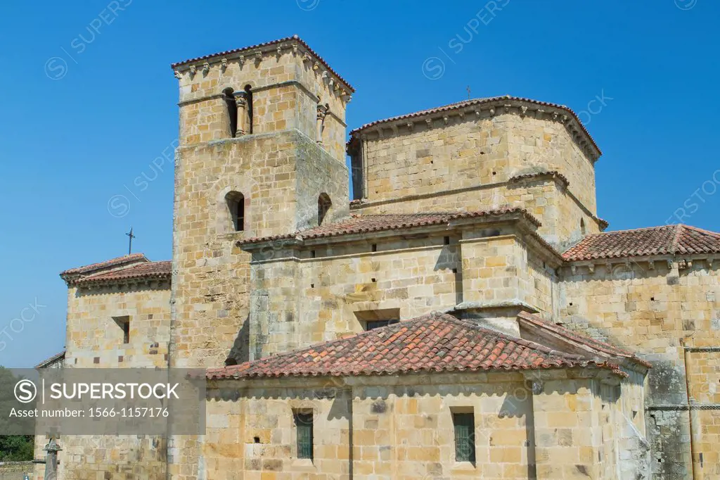 Overview of Santa Cruz collegiate, in Socobio, Castañeda  It is considered as one of the most important romanesque churches of Cantabria and declarate...