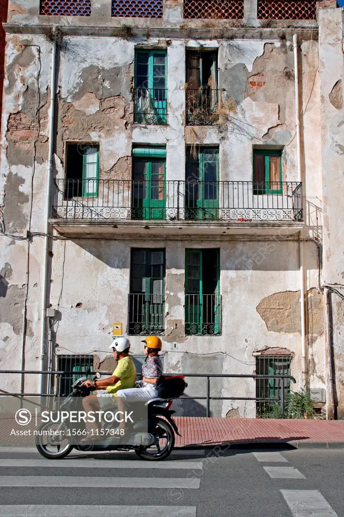 motorbike, building, Sant Feliu de Guixols, Catalonia, Spain