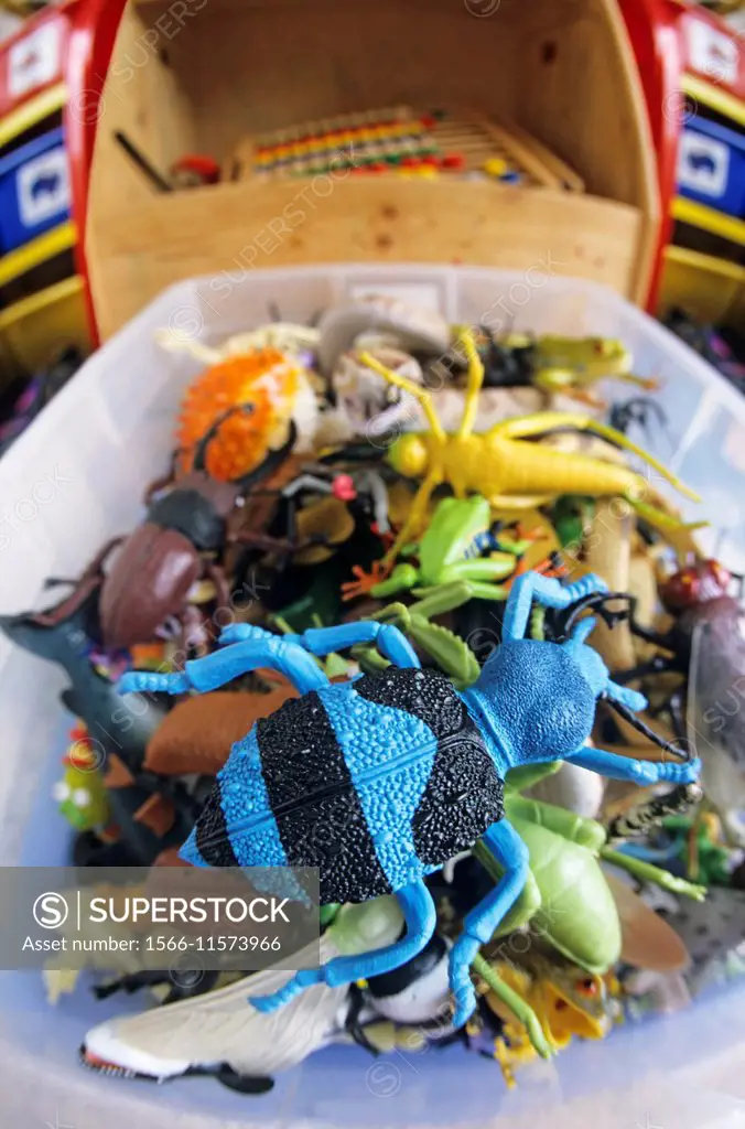 Children´s toy box of toy bugs.