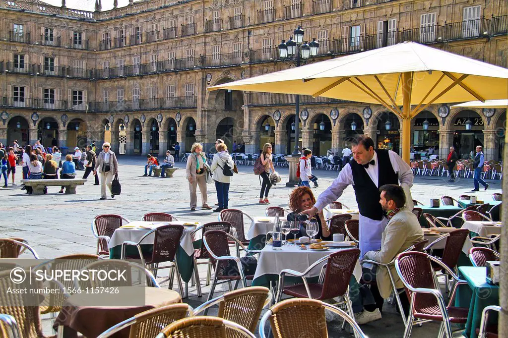 Restaurant in the Plaza Mayor  Main Square, by Alberto Churriguerra, Salamanca, Spain