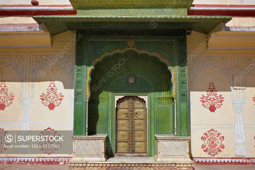 Spring door, in Courtyard of Pitam Niwas Chowk,City Palace,Jaipur, Rajasthan, India