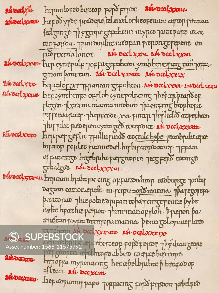 Historical Anglo-Saxon manuscript from the 11th Century,.