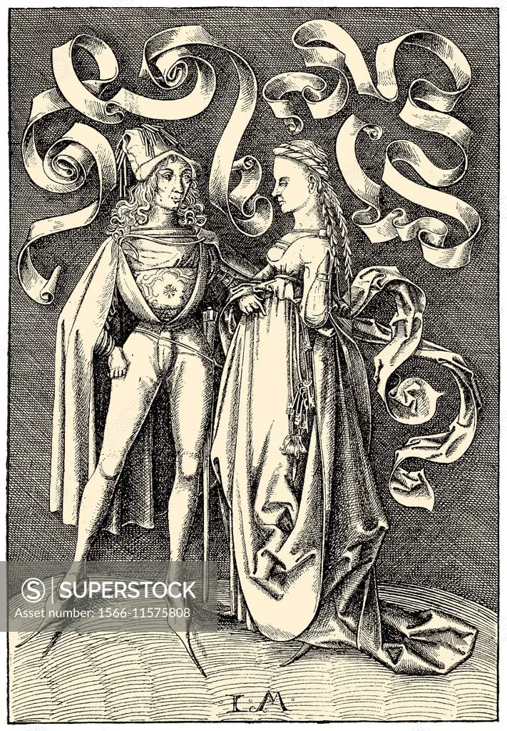 medieval costumes, 15th century,.