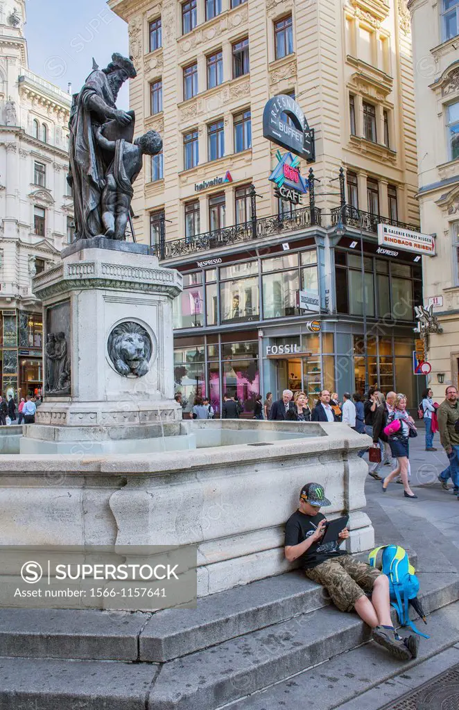 Fountain at Graben street,Vienna, Austria, Europe