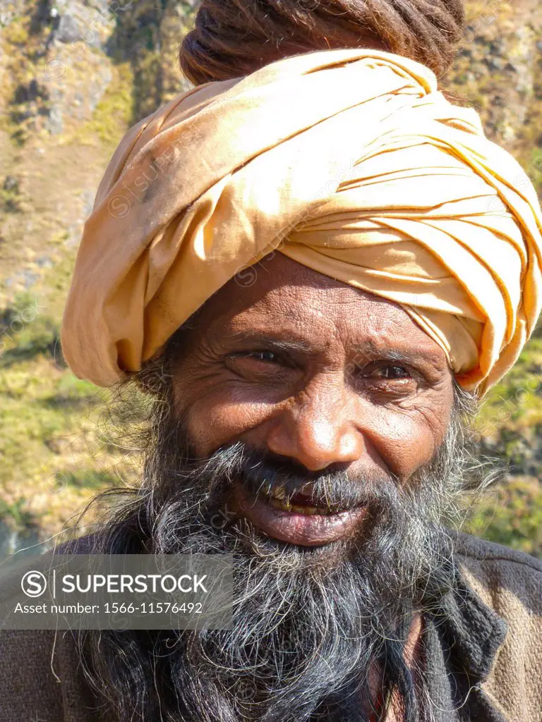 portrait of old man with beard, rishikesh, india