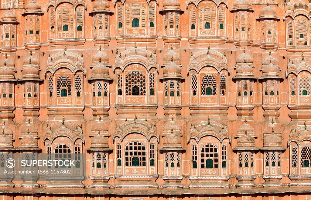 Detail of Hawa Mahal Palace of Winds  Jaipur  Rajasthan, India