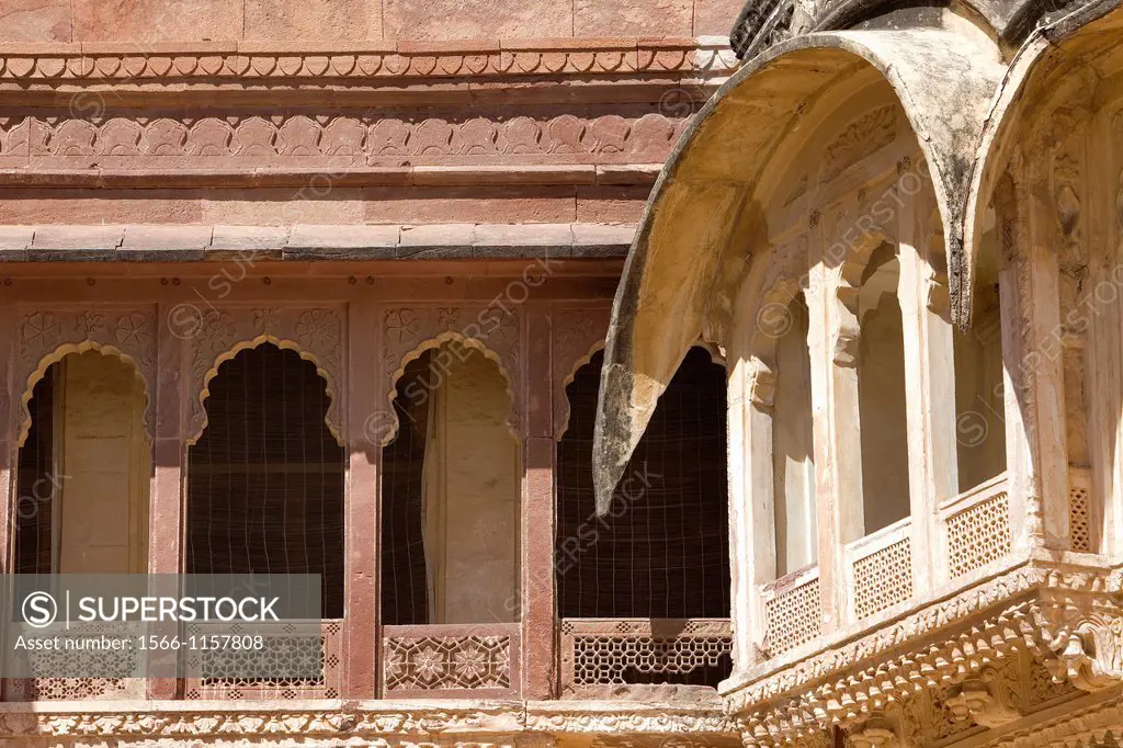 Mehrangarh Fort, exterior details inside of the fort,Jodhpur, Rajasthan, India