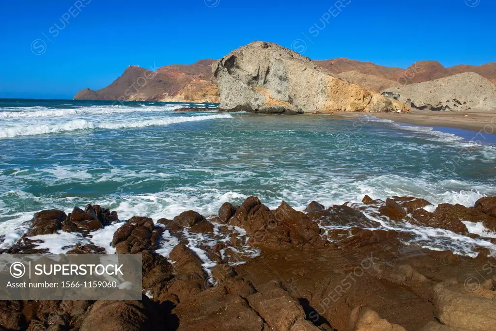 Cabo de Gata, Monsul Beach  Biosphere Reserve, Cabo de Gata-Nijar Natural Park, Almeria, Andalusia, Spain.