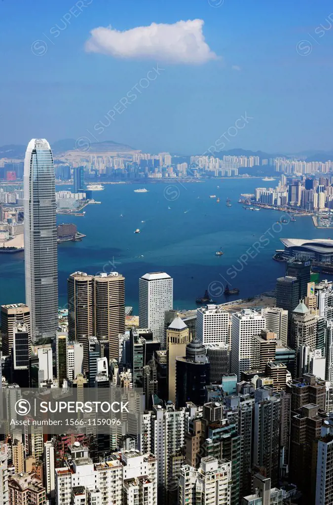 Beautiful city views as seen from The Peak, Hong Kong