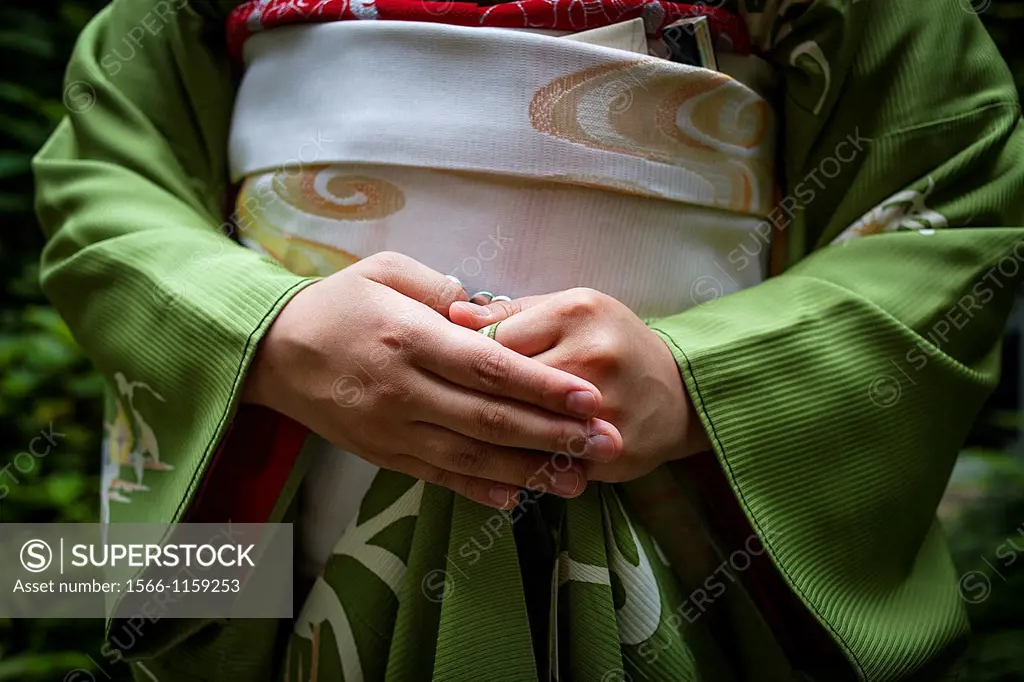 Detail of ´maiko´ geisha apprentice from Ishihatsu tea house o-chaia Geisha´s distric of Miyagawacho Kyoto  Kansai, Japan