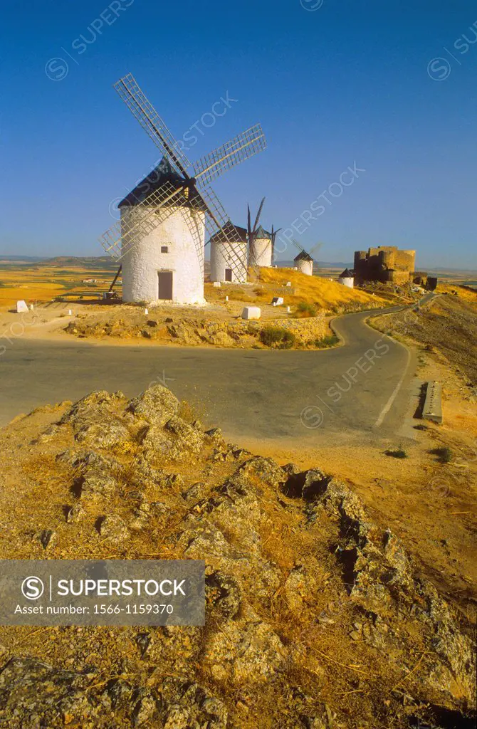 Windmills, Consuegra, province of Toledo,Castilla La Mancha,the route of Don Quixote, Spain